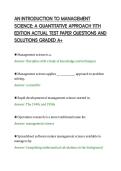 AN INTRODUCTION TO MANAGEMENT&NewLine;SCIENCE&colon; A QUANTITATIVE APPROACH 11TH&NewLine;EDITION ACTUAL TEST PAPER QUESTIONS AND&NewLine;SOLUTIONS GRADED A&plus;