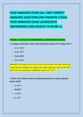 FOOD MANAGER EXAM &lpar;ALL 100&percnt; CORRECT ANSWERS&rpar; QUESTIONS AND ANSWERS &lpar;TEXAS FOOD MANAGER EXAM LEARN2SERVE 360TRAINING&rpar; 2026 GRADED TO SCORE A&plus;