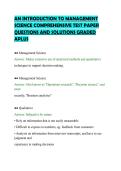 AN INTRODUCTION TO MANAGEMENT&NewLine;SCIENCE COMPREHENSIVE TEST PAPER&NewLine;QUESTIONS AND SOLUTIONS GRADED&NewLine;APLUS&NewLine;