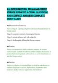 AN INTRODUCTION TO MANAGEMENT&NewLine;SCIENCE UPDATED ACTUAL QUESTIONS&NewLine;AND CORRECT ANSWERS COMPLETE&NewLine;STUDY GUIDE&NewLine;