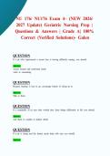 NU 176&sol; NU176 Exam 4&ndash; &lpar;NEW 2026&sol; 2027 Update&rpar; Geriatric Nursing Prep &vert; Questions & Answers &vert; Grade A&vert; 100&percnt; Correct &lpar;Verified Solutions&rpar;- Galen