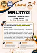MRL3702 Assignment 2 &lpar;COMPLETE ANSWERS&rpar; Semester 2 2026 - DUE September 2026
