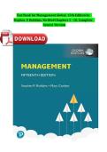 Test Bank for Management Global&comma; 15th Edition by&NewLine;Stephen P&period; Robbins&comma; Verified Chapters 1 - 18&comma; Complete&NewLine;Newest Version