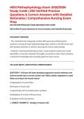 HESI Pathophysiology Exam 2025&sol;2026 Study Guide &vert; Verified Practice Questions & Correct Answers with Detailed Rationales &vert; Comprehensive Nursing Exam Prep