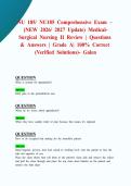 NU 185&sol; NU185 Comprehensive Exam &ndash; &lpar;NEW 2026&sol; 2027 Update&rpar; Medical-Surgical Nursing II Review &vert; Questions & Answers &vert; Grade A&vert; 100&percnt; Correct &lpar;Verified Solutions&rpar;- Galen