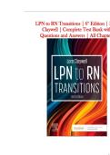 TEST BANK FOR LPN to RN Transitions 6th Edition by Lora Claywell ISBN&colon;978-0443105241 COMPLETE GUIDE ALLCHAPTERS COVERED WITH RATIONALES 100&percnt; VERIFIED A&plus; GRADE ASSURED&excl;&excl;&excl;&excl;&excl;NEW LATEST UPDATE&excl;&excl;&excl;&excl;&excl;