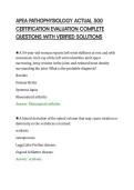 APEA PATHOPHYSIOLOGY ACTUAL 500&NewLine;CERTIFICATION EVALUATION COMPLETE&NewLine;QUESTIONS WITH VERIFIED SOLUTIONS