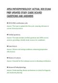 APEA PATHOPHYSIOLOGY ACTUAL 500 EXAM&NewLine;PREP UPDATED STUDY GUIDE SOLVED&NewLine;QUESTIONS AND ANSWERS&NewLine;