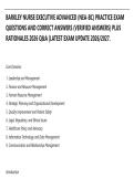 BARKLEY NURSE EXECUTIVE ADVANCED &lpar;NEA-BC&rpar; PRACTICE EXAM&NewLine;QUESTIONS AND CORRECT ANSWERS &lpar;VERIFIED ANSWERS&rpar; PLUS&NewLine;RATIONALES 2026 Q&A &vert;LATEST EXAM UPDATE 2026&sol;2027&period;