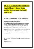 NU 664C Family Psychiatric Mental Health I Exam 1 Study Guide Verified Questions and Rationales GRADED A&plus;