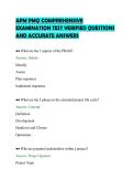 APM PMQ COMPREHENSIVE&NewLine;EXAMINATION TEST VERIFIED QUESTIONS&NewLine;AND ACCURATE ANSWERS&NewLine;
