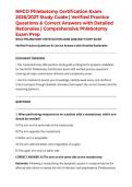 NHCO Phlebotomy Certification Exam 2026&sol;2027 Study Guide &vert; Verified Practice Questions & Correct Answers with Detailed Rationales &vert; Comprehensive Phlebotomy Exam Prep