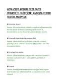 APPA CEFP ACTUAL TEST PAPER&NewLine;COMPLETE QUESTIONS AND SOLUTIONS&NewLine;TESTED ANSWERS&NewLine;