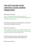APPA CEFP EXAM PREP SOLVED&NewLine;QUESTIONS ACCURATE ANSWERS&NewLine;PREMIUM REVIEW