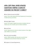 APPA CEFP FINAL PAPER UPDATED&NewLine;QUESTIONS VERIFIED COMPLETE&NewLine;ANSWERS 100 PERCENT CORRECT&NewLine;