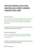 APPA CEFP UPDATED ACTUAL EXAM&NewLine;QUESTIONS AND CORRECT ANSWERS&NewLine;COMPLETE STUDY GUIDE&NewLine;