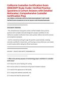 California Custodian Certification Exam 2026&sol;2027 Study Guide &vert; Verified Practice Questions & Correct Answers with Detailed Rationales &vert; Comprehensive Custodial Certification Prep
