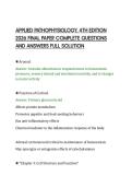 APPLIED PATHOPHYSIOLOGY&comma; 4TH EDITION&NewLine;2026 FINAL PAPER COMPLETE QUESTIONS&NewLine;AND ANSWERS FULL SOLUTION&NewLine;
