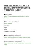 APPLIED PATHOPHYSIOLOGY&comma; 4TH EDITION&NewLine;2026 EXAM SCRIPT TEST PAPER QUESTIONS&NewLine;AND SOLUTIONS GRADED A&plus;