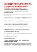 WGU C180 Introduction to Psychology OA 2026&sol;2027 Study Guide &vert; Verified Questions & Answers with Detailed Rationales &vert; Objective Assessment Exam Prep