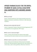 APPLIED PHARMACOLOGY FOR THE DENTAL&NewLine;HYGIENIST BY ELENA ACTUAL EXAM PAPER&NewLine;2026 QUESTIONS WITH ANSWERS GRADED&NewLine;A&plus;