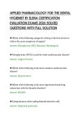 APPLIED PHARMACOLOGY FOR THE DENTAL&NewLine;HYGIENIST BY ELENA CERTIFICATION&NewLine;EVALUATION EXAMS 2026 SOLVED&NewLine;QUESTIONS WITH FULL SOLUTION&NewLine;