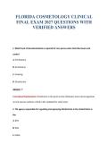 FLORIDA COSMETOLOGY CLINICAL&NewLine;FINAL EXAM 2027 QUESTIONS WITH&NewLine;VERIFIED ANSWERS