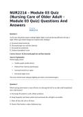 NUR2214 - Module 03 Quiz &lpar;Nursing Care of Older Adult - Module 03 Quiz&rpar; Questions And Answers