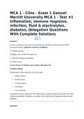 MCA 1 - Cline - Exam 1 Samuel Merritt University MCA 1 - Test &num;1 Inflamation&comma; immune response&comma; infection&comma; fluid & electrolytes&comma; diabetes&comma; delegation Questions With Complete Solutions