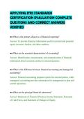 APPLYING IFRS STANDARDS&NewLine;CERTIFICATION EVALUATION COMPLETE&NewLine;QUESTIONS AND CORRECT ANSWERS&NewLine;VERIFIED&NewLine;