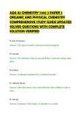 AQA AS CHEMISTRY 7402 2 PAPER 2&NewLine;ORGANIC AND PHYSICAL CHEMISTRY&NewLine;COMPREHENSIVE STUDY GUIDE UPDATED&NewLine;SOLVED QUESTIONS WITH COMPLETE&NewLine;SOLUTION VERIFIED&NewLine;
