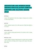 ARCHITECTURE AND INTERIOR DESIGN&NewLine;CERTIFICATION EVALUATION COMPLETE&NewLine;QUESTIONS AND SOLUTIONS GRADED&NewLine;APLUS&NewLine;