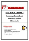 NUR 378 Exam 3 &lpar;Latest 2026&sol;2027 Update&rpar; Pharmacology&comma; Questions and Answers - Concordia St&period; Paul