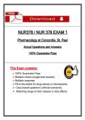 NUR 378 Exam 1 &lpar;Latest 2026&sol;2027 Update&rpar; Pharmacology&comma; Questions and Answers - Concordia St&period; Paul