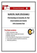 NUR 378 Exam 2 &lpar;Latest 2026&sol;2027 Update&rpar; Pharmacology&comma; Questions and Answers - Concordia St&period; Paul