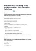 HOSA Nursing Assisting Study Guide Questions With Complete Solutions