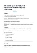 NSG 555 Quiz 1 module 1 Questions With Complete Solutions