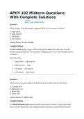 APHY 102 Midterm Questions With Complete Solutions