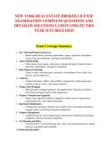 NEW YORK REAL ESTATE BROKER LICENSE &NewLine;EXAMINATION COMPLETE QUESTIONS AND &NewLine;DETAILED SOLUTIONS LATEST UPDATE THIS &NewLine;YEAR JUST RELEASED