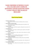 NASM CERTIFIED NUTRITION COACH &NewLine;&lpar;CNC&rpar; EXAMINATION COMPLETE &NewLine;QUESTIONS AND DETAILED SOLUTIONS &NewLine;LATEST UPDATE THIS YEAR JUST &NewLine;RELEASED