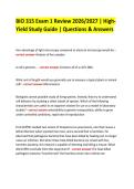 BIO 315 Exam 1 Review 2026&sol;2027 &vert; HighYield Study Guide &vert; Questions & Answers &NewLine; &NewLine;