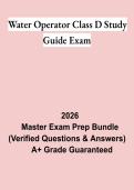 Water Operator Class D Study Guide Exam PDF &vert; Practice Questions&comma; Test Bank & Water Treatment Certification Prep