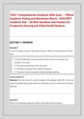 TEAS 7 Comprehensive Academic Skills Exam &ndash; Official &NewLine;Academic Testing and Admissions Board &ndash; 2026&sol;2027 &NewLine;Academic Year &ndash; Verified Questions and Answers for &NewLine;Prospective Nursing and Allied Health Students