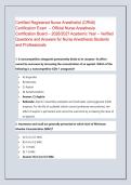 Certified Registered Nurse Anesthetist &lpar;CRNA&rpar; &NewLine;Certification Exam &ndash; Official Nurse Anesthesia &NewLine;Certification Board &ndash; 2026&sol;2027 Academic Year &ndash; Verified &NewLine;Questions and Answers for Nurse Anesthesia Students &NewLine;and Professionals