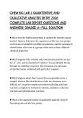 CHEM 103 LAB 3 QUANTITATIVE AND&NewLine;QUALITATIVE ANALYSIS ENTRY 2026&NewLine;COMPLETE LAB REPORT QUESTIONS AND&NewLine;ANSWERS GRADED A&plus; FULL SOLUTION&NewLine;