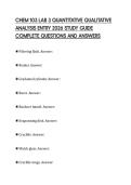 CHEM 103 LAB 3 QUANTITATIVE QUALITATIVE&NewLine;ANALYSIS ENTRY 2026 STUDY GUIDE&NewLine;COMPLETE QUESTIONS AND ANSWERS
