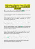400 Investment Banking Exam UPDATED &NewLine;ACTUAL QUESTIONS AND CORRECT &NewLine;ANSWERS