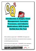 Introduction to Supply Chain Management Study Guide &vert; 70&plus; Exam Questions & Answers &vert; SCOR Model&comma; Logistics&comma; Procurement&comma; Service Supply Chains & Supply Chain Processes