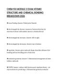 CHEM 103 MODULE 2 EXAM ATOMIC&NewLine;STRUCTURE AND CHEMICAL BONDING&NewLine;BREAKDOWN 2026&NewLine;
