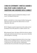 CHEM 104 EXPERIMENT 1 KINETICS SUMMER 3&NewLine;2026 STUDY GUIDE COMPLETE LAB&NewLine;QUESTIONS AND ANSWERS 100&percnt; CORRECT